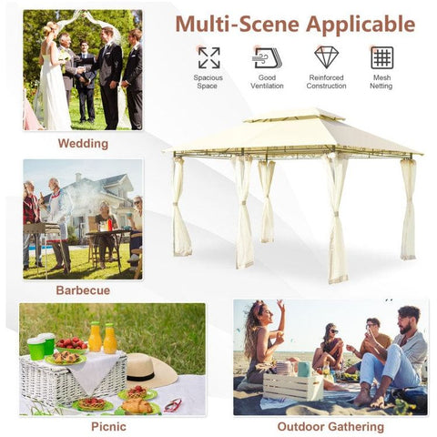 Costway Canopies & Gazebos 10 x 13 Feet Tent Canopy Shelter with Removable Netting Sidewall by Costway 10 x 13 Feet Tent Canopy Shelter with Removable Netting Sidewall