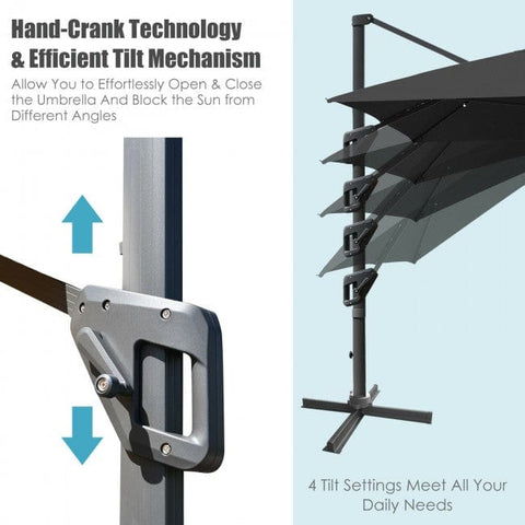 Costway Canopies & Gazebos 10 x 13 Rectangular Cantilever Umbrella with 360° Rotation Function by Costway 10x13 Rectangular Cantilever Umbrella 360°Rotate Costway SKU#78512690