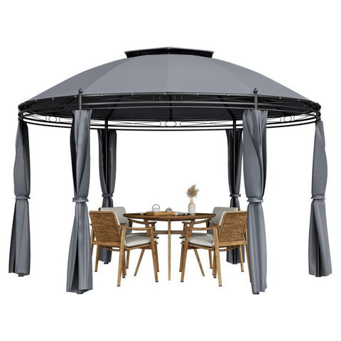 Costway Canopies & Gazebos 11.5 Feet Outdoor Patio Round Dome Gazebo Canopy Shelter with Double Roof Steel by Costway 11.5 Feet Patio Round Dome Gazebo Canopy Shelter Double Roof Steel