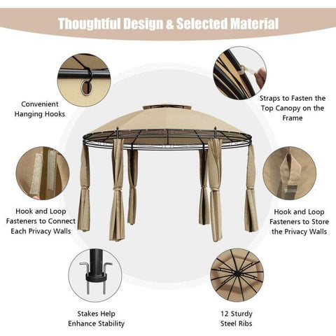 Costway Canopies & Gazebos 11.5 Feet Outdoor Patio Round Dome Gazebo Canopy Shelter with Double Roof Steel by Costway 30947165 11.5 Feet Patio Round Dome Gazebo Canopy Shelter Double Roof Steel