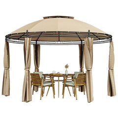 Costway Canopies & Gazebos 11.5 Feet Outdoor Patio Round Dome Gazebo Canopy Shelter with Double Roof Steel by Costway 30947165 11.5 Feet Patio Round Dome Gazebo Canopy Shelter Double Roof Steel