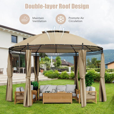 Costway Canopies & Gazebos 11.5 Feet Outdoor Patio Round Dome Gazebo Canopy Shelter with Double Roof Steel by Costway 30947165 11.5 Feet Patio Round Dome Gazebo Canopy Shelter Double Roof Steel