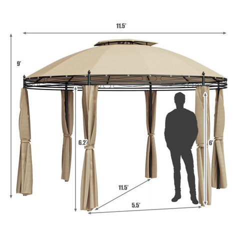 Costway Canopies & Gazebos 11.5 Feet Outdoor Patio Round Dome Gazebo Canopy Shelter with Double Roof Steel by Costway 30947165 11.5 Feet Patio Round Dome Gazebo Canopy Shelter Double Roof Steel