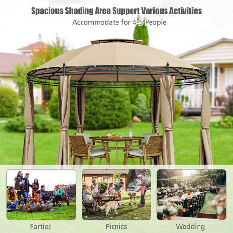 Costway Canopies & Gazebos 11.5 Feet Outdoor Patio Round Dome Gazebo Canopy Shelter with Double Roof Steel by Costway 30947165 11.5 Feet Patio Round Dome Gazebo Canopy Shelter Double Roof Steel