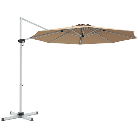 Costway Canopies & Gazebos 11' Patio Offset Cantilever Umbrella 360° Rotation Aluminum Tilt by Costway 11' Patio Offset Cantilever Umbrella 360° Rotation Aluminum Costway