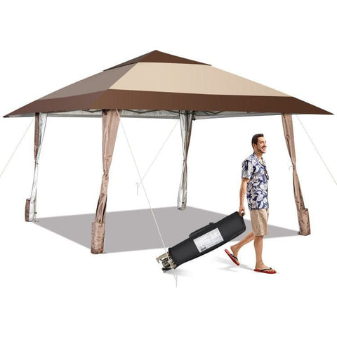 Costway Canopies & Gazebos 13 x 13 Feet Pop-Up Feet Patio Gazebo with Wheels by Costway 63749825