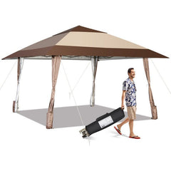 13 x 13 Feet Pop-Up Feet Patio Gazebo with Wheels by Costway