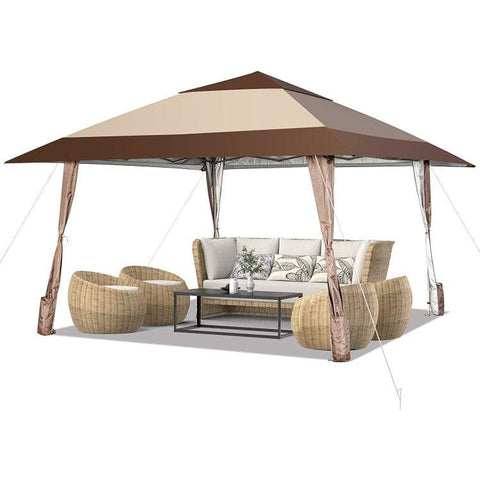 Costway Canopies & Gazebos 13 x 13 Feet Pop-Up Feet Patio Gazebo with Wheels by Costway 63749825