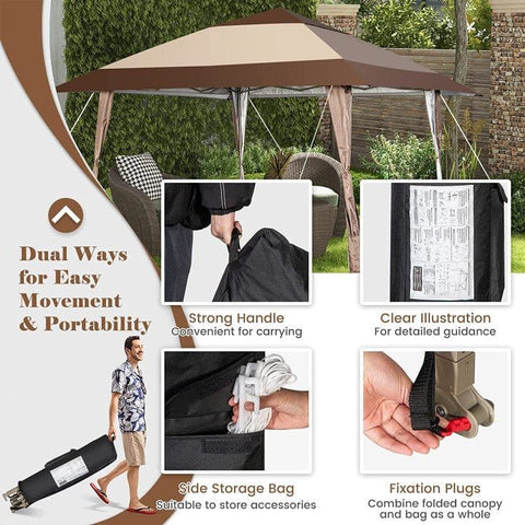 Costway Canopies & Gazebos 13 x 13 Feet Pop-Up Feet Patio Gazebo with Wheels by Costway 63749825