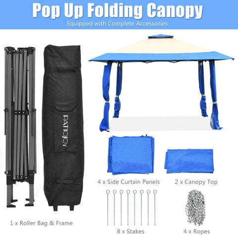 Costway Canopies & Gazebos 13 x 13 Feet Pop Up Gazebo Tent with Carry Bag for Patio Garden by Costway 13 x 13 Feet Pop Up Gazebo Tent w/ Carry Bag for Patio Garden Costway 