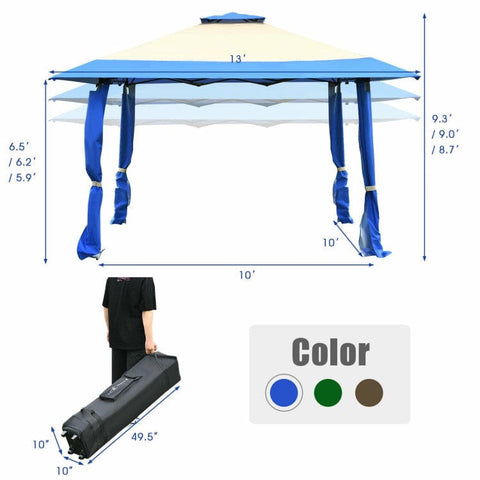 Costway Canopies & Gazebos 13 x 13 Feet Pop Up Gazebo Tent with Carry Bag for Patio Garden by Costway 13 x 13 Feet Pop Up Gazebo Tent w/ Carry Bag for Patio Garden Costway 