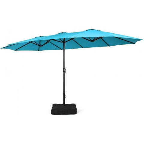 Costway Canopies & Gazebos 15 Feet Double-Sided Twin Patio Umbrella with Crank and Base Coffee in Outdoor Market by Costway 72630198 15 Feet Double-Sided Twin Patio Umbrella with Crank and Base Coffee in Outdoor Market SKU# 72630198