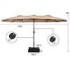 Image of 15 Feet Double-Sided Twin Patio Umbrella with Crank and Base Coffee in Outdoor Market SKU# 72630198