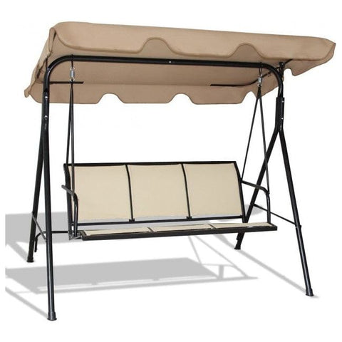 Costway Canopies & Gazebos 3 Person Steel Frame Patio Swing with Polyester Angle and Adjustable Canopy by Costway 3 Person Steel Frame Patio Swing w/Polyester Angle & Adjustable Canopy