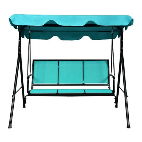 Costway Canopies & Gazebos 3 Person Steel Frame Patio Swing with Polyester Angle and Adjustable Canopy by Costway 3 Person Steel Frame Patio Swing w/Polyester Angle & Adjustable Canopy