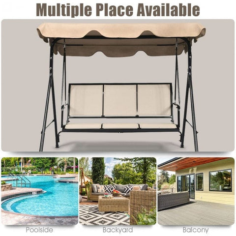 Costway Canopies & Gazebos 3 Person Steel Frame Patio Swing with Polyester Angle and Adjustable Canopy by Costway 3 Person Steel Frame Patio Swing w/Polyester Angle & Adjustable Canopy