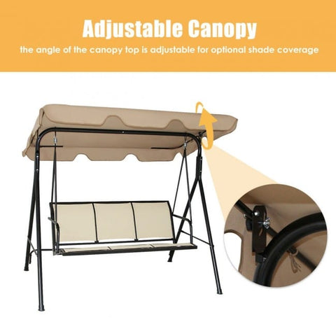 Costway Canopies & Gazebos 3 Person Steel Frame Patio Swing with Polyester Angle and Adjustable Canopy by Costway 3 Person Steel Frame Patio Swing w/Polyester Angle & Adjustable Canopy