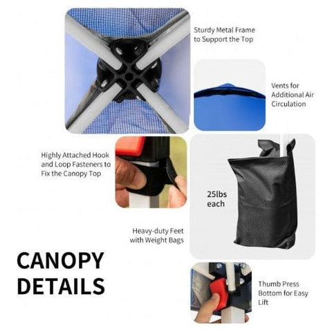 6.6 Feet x 6.6 Feet Outdoor Pop Up Camping Canopy Tent with Roller Bag by Costway