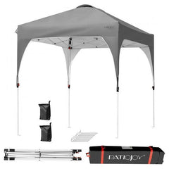 6.6 x 6.6 Feet Pop Up Height Adjustable Canopy Tent with Roller Bag by Costway