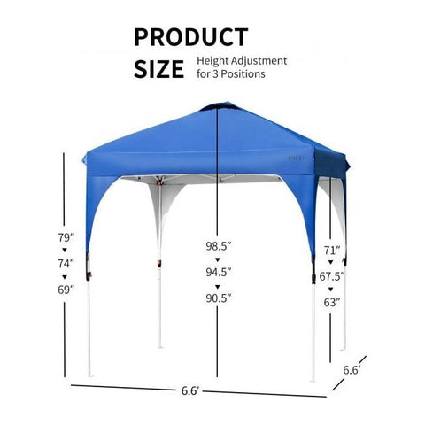 Costway Canopies & Gazebos 6.6 x 6.6 Feet Pop Up Height Adjustable Canopy Tent with Roller Bag by Costway 6.6 x 6.6 Feet Pop Up Height Adjustable Canopy Tent with Roller Bag