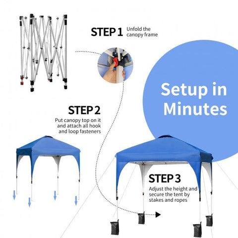 Costway Canopies & Gazebos 6.6 x 6.6 Feet Pop Up Height Adjustable Canopy Tent with Roller Bag by Costway 6.6 x 6.6 Feet Pop Up Height Adjustable Canopy Tent with Roller Bag