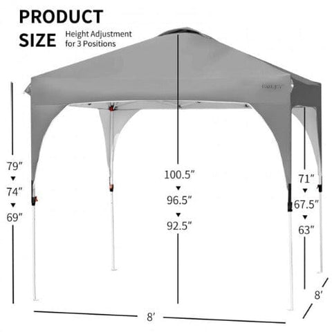 8 Feet x 8 Feet Outdoor Pop Up Tent Canopy Camping Sun Shelter with Roller Bag by Costway