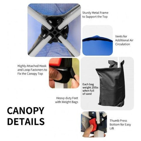 8 Feet x 8 Feet Outdoor Pop Up Tent Canopy Camping Sun Shelter with Roller Bag by Costway