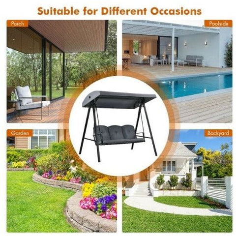 Costway Canopies & Gazebos Outdoor 3-Seat Porch Swing with Adjust Canopy and Cushions by Costway