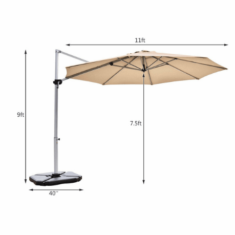 Costway canopy 11' Patio Offset Cantilever Umbrella 360° Rotation Aluminum Tilt by Costway 11' Patio Offset Cantilever Umbrella 360° Rotation Aluminum Tilt Costway