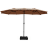 Image of Costway canopy 15 Foot Extra Large Patio Double Sided Umbrella with Crank and Base by Costway 15 Foot Extra Large Patio Double Sided Umbrella with Crank Base Costway