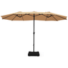 Image of Costway canopy Beige 15 Foot Extra Large Patio Double Sided Umbrella with Crank and Base by Costway 47095186 15 Foot Extra Large Patio Double Sided Umbrella with Crank Base Costway