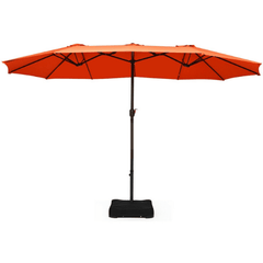 15 Foot Extra Large Patio Double Sided Umbrella with Crank and Base by Costway