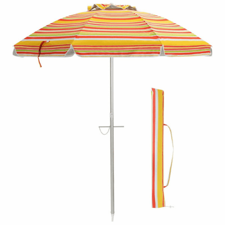 6.5' Beach Umbrella with Sun Shade and Carry Bag without Weight Base by Costway