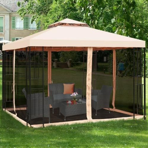 Costway Canopy Tent 10 x 10 ft 2 Tier Vented Metal Gazebo Canopy with Mosquito Netting by Costway 6952938334709 35794802