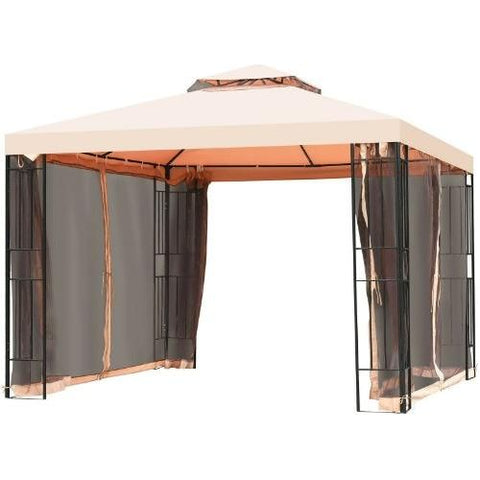 Costway Canopy Tent 10 x 10 ft 2 Tier Vented Metal Gazebo Canopy with Mosquito Netting by Costway 6952938334709 35794802