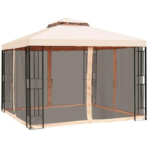 Costway Canopy Tent 10 x 10 ft 2 Tier Vented Metal Gazebo Canopy with Mosquito Netting by Costway 6952938334709 35794802