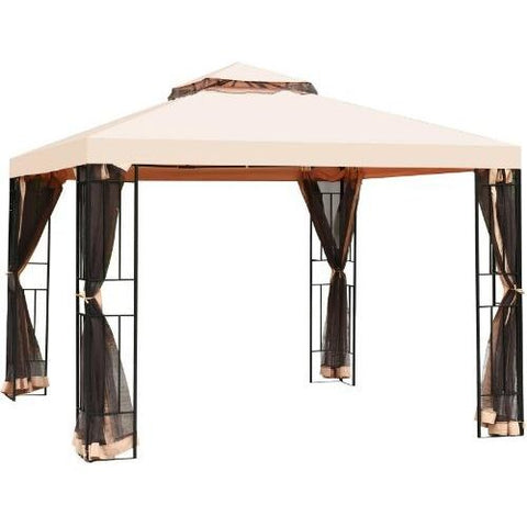 Costway Canopy Tent 10 x 10 ft 2 Tier Vented Metal Gazebo Canopy with Mosquito Netting by Costway 6952938334709 35794802