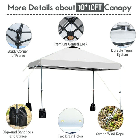 Costway Canopy Tent 10’ x 10' Outdoor Commercial Pop up Canopy Tent by Costway