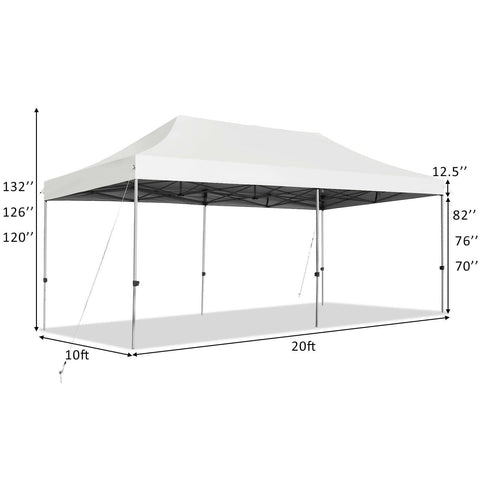 Costway Canopy Tent 10'x20' Adjustable Folding Heavy Duty Sun Shelter with Carrying Bag by Costway