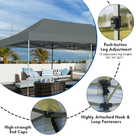 Costway Canopy Tent 10'x20' Adjustable Folding Heavy Duty Sun Shelter with Carrying Bag by Costway