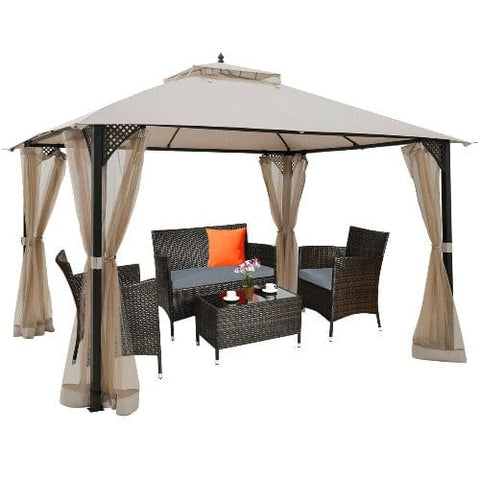 Costway Canopy Tent 12’ x 10’Outdoor Double Top Patio Gazebo by Costway 12’ x 10’Outdoor Double Top Patio Gazebo by Costway SKU# 76238451