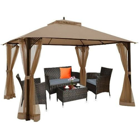 Costway Canopy Tent 12’ x 10’Outdoor Double Top Patio Gazebo by Costway 12’ x 10’Outdoor Double Top Patio Gazebo by Costway SKU# 76238451