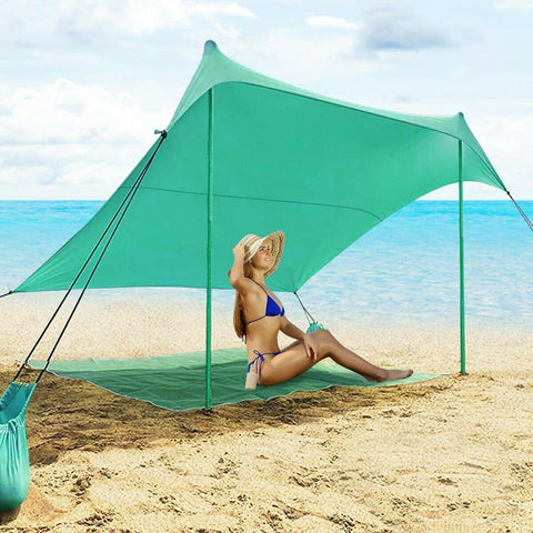 Costway Canopy Tent 7' x 7' Family Beach Tent Canopy Sunshade w/ 4 Poles by Costway