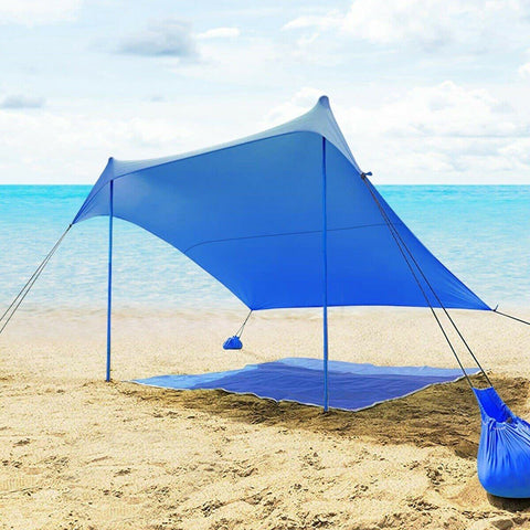 Costway Canopy Tent 7' x 7' Family Beach Tent Canopy Sunshade w/ 4 Poles by Costway