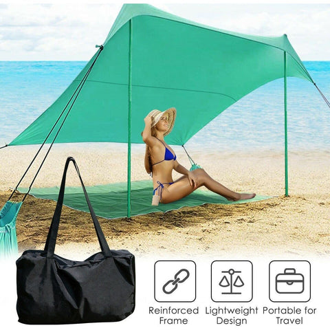 Costway Canopy Tent 7' x 7' Family Beach Tent Canopy Sunshade w/ 4 Poles by Costway