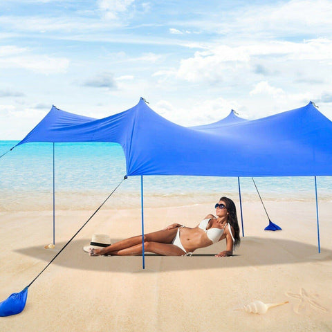 Costway Canopy Tent 7' x 7' Family Beach Tent Canopy Sunshade w/ 4 Poles by Costway