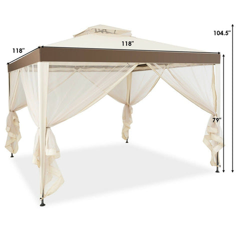 Costway Canopy Tent Canopy Gazebo Tent Shelter Garden Lawn Patio with Mosquito Netting by Costway