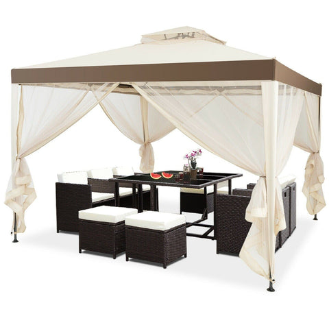 Costway Canopy Tent Canopy Gazebo Tent Shelter Garden Lawn Patio with Mosquito Netting by Costway