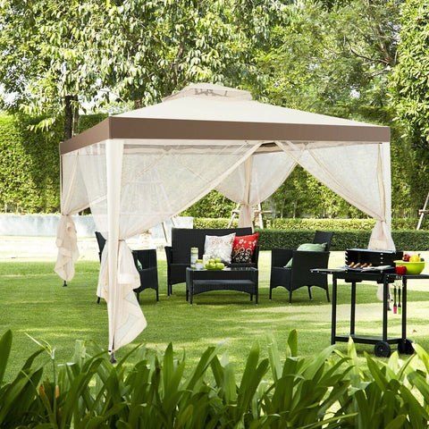 Costway Canopy Tent Canopy Gazebo Tent Shelter Garden Lawn Patio with Mosquito Netting by Costway