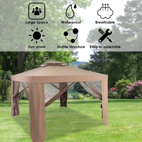 Costway Canopy Tent Canopy Gazebo Tent Shelter Garden Lawn Patio with Mosquito Netting by Costway